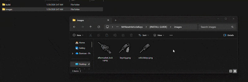 Example images folder inside the install guide showing the inventory image files included with the resource.